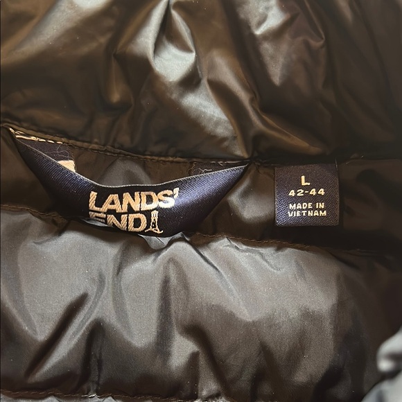 Lands' End Puffer Men’s Black 600 Down Rating Puffer Jacket Size L *LIKE NEW* - Picture 2 of 10